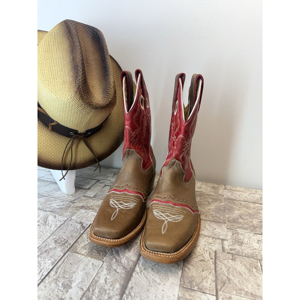 Stephy Big Girl Cowgirl Boots Boots By Lamas Square Toe Brown Leather US 5.5 - Picture 7 of 16